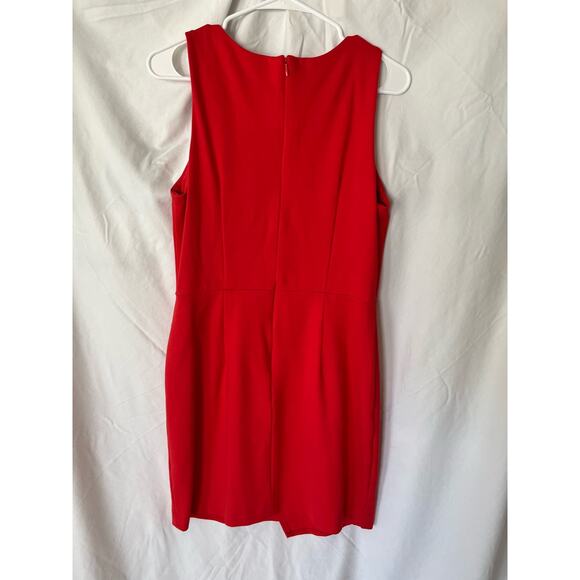 New York and Company Stretch Red sleeveless sheath dress Asymmetrical front 10 - Picture 2 of 6